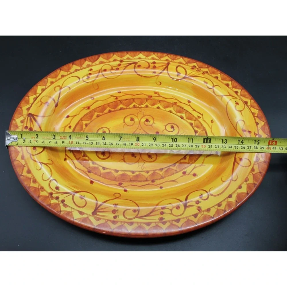 Pier 1 Karistan Hand Painted Earthenware Ceramic Serving Platter 16 in x 13 in